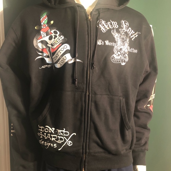 Ed Hardy Other - Ed Hardy zip up jacket size XL